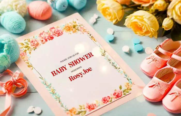 Customizable 3D Baby Shower Celebration Invite Slideshow